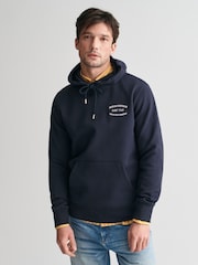 GANT Blue Small Graphic Sweat Hoodie - Image 1 of 6
