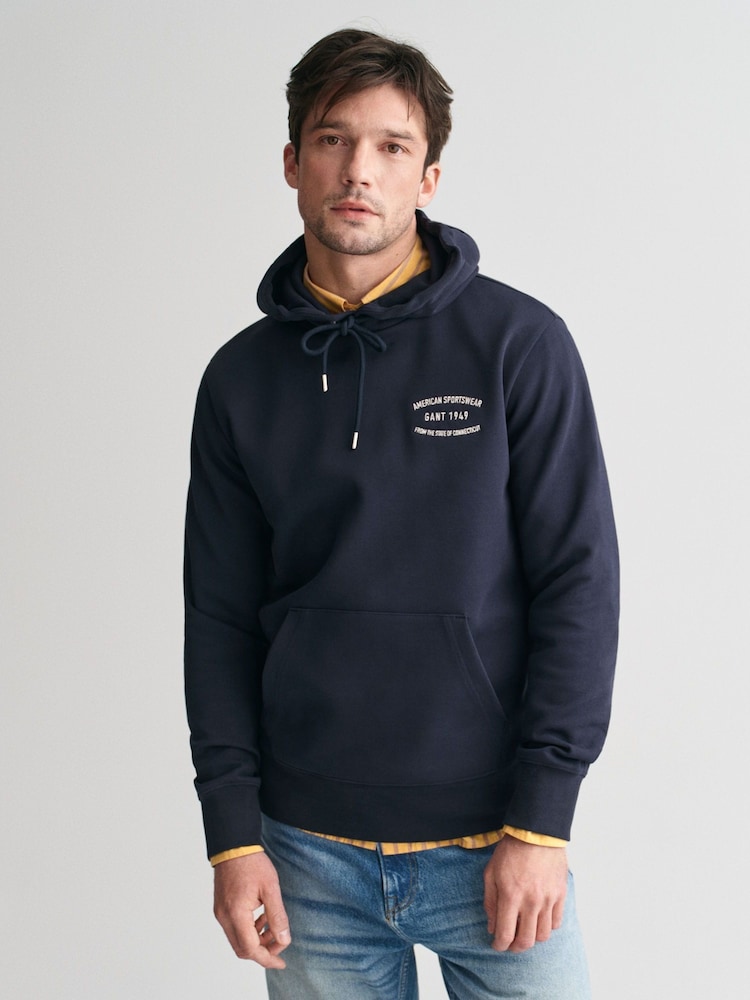 GANT Blue Small Graphic Sweat Hoodie - Image 1 of 6