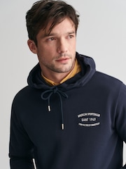 GANT Blue Small Graphic Sweat Hoodie - Image 4 of 6