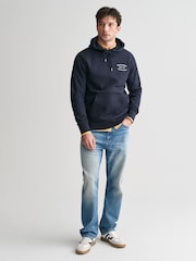 GANT Blue Small Graphic Sweat Hoodie - Image 5 of 6
