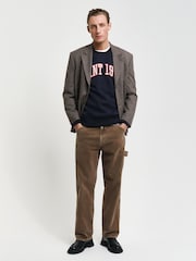GANT Blue Long Sleve Colourblock Crew Neck 100% Cotton T-Shirt - Image 4 of 4