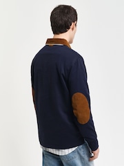 GANT Blue Corduroy Collar Rugby Polo Shirt - Image 2 of 6