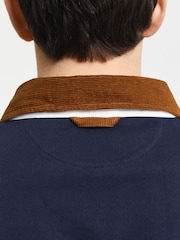GANT Blue Corduroy Collar Rugby Polo Shirt - Image 4 of 6
