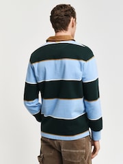 GANT Blue Multistripe Heavy Rugby 100% Cotton Polo Shirt - Image 2 of 5