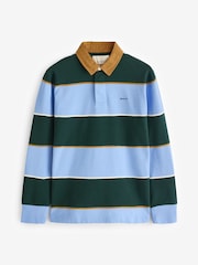 GANT Blue Multistripe Heavy Rugby 100% Cotton Polo Shirt - Image 5 of 5