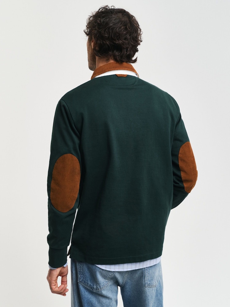 GANT Green Corduroy Collar Rugby Polo Shirt - Image 2 of 7 GANT Green Corduroy Collar Rugby Polo Shirt - Image 2 of 7