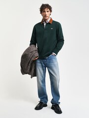 GANT Green Corduroy Collar Rugby Polo Shirt - Image 3 of 7