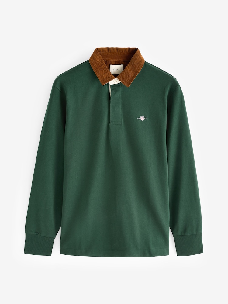 GANT Green Corduroy Collar Rugby Polo Shirt - Image 7 of 7 GANT Green Corduroy Collar Rugby Polo Shirt - Image 7 of 7