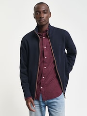 GANT Blue Sacker Rib Full Zip 100% Cotton Cardigan - Image 1 of 4