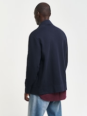 GANT Blue Sacker Rib Full Zip 100% Cotton Cardigan - Image 2 of 4