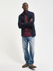 GANT Blue Sacker Rib Full Zip 100% Cotton Cardigan - Image 3 of 4