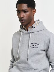 GANT Grey Small Graphic Sweat Hoodie - Image 4 of 5
