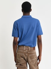 GANT Blue Short Seelve Regular Contrast Pique Polo Shirt - Image 2 of 4