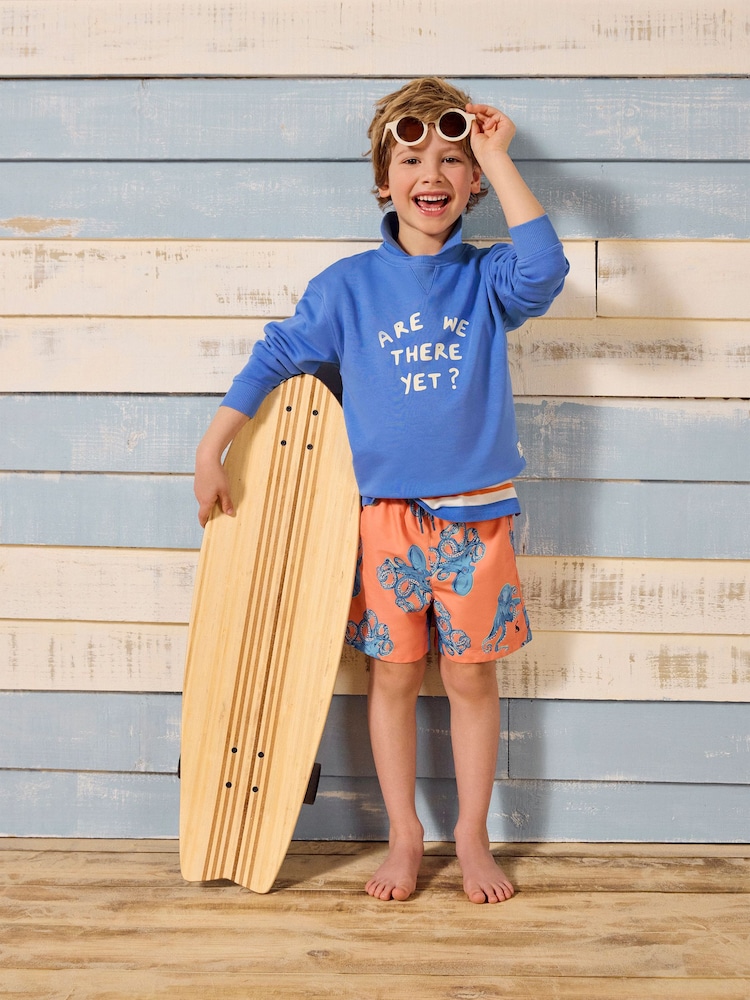 Joules Ocean Orange Printed Swim Shorts - Image 2 of 6