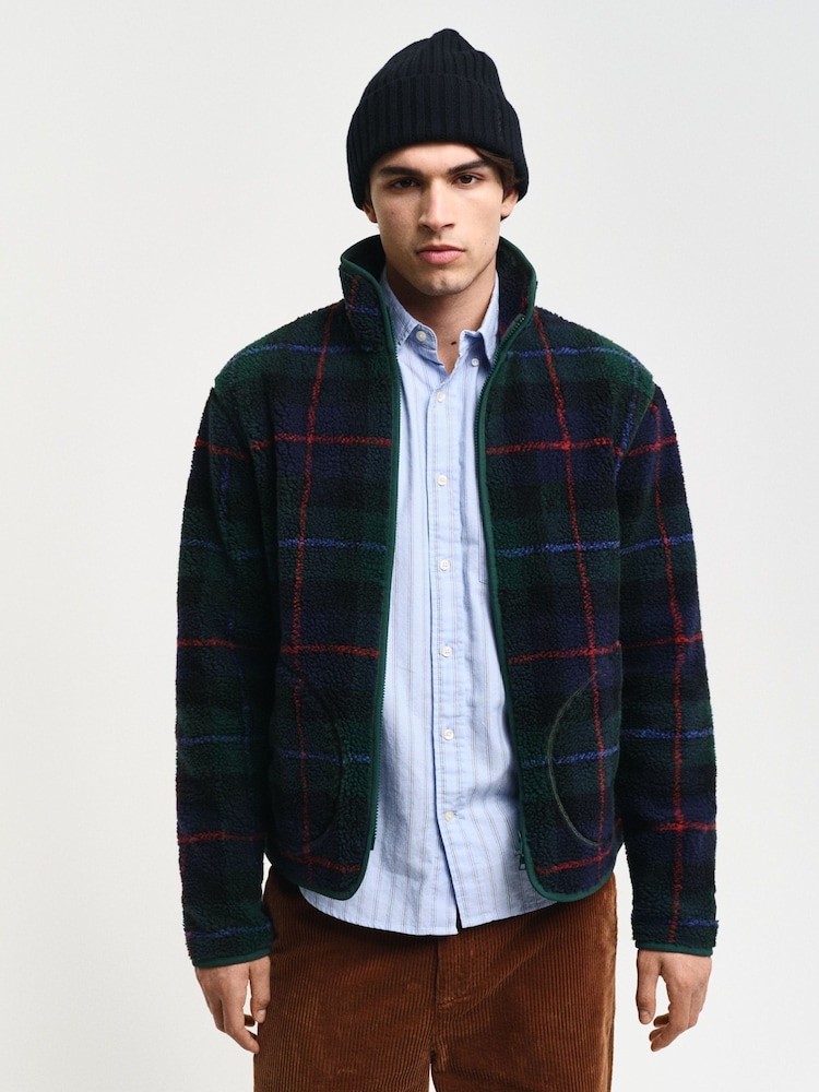 GANT Green Checked Fleece Jacket - Image 1 of 6