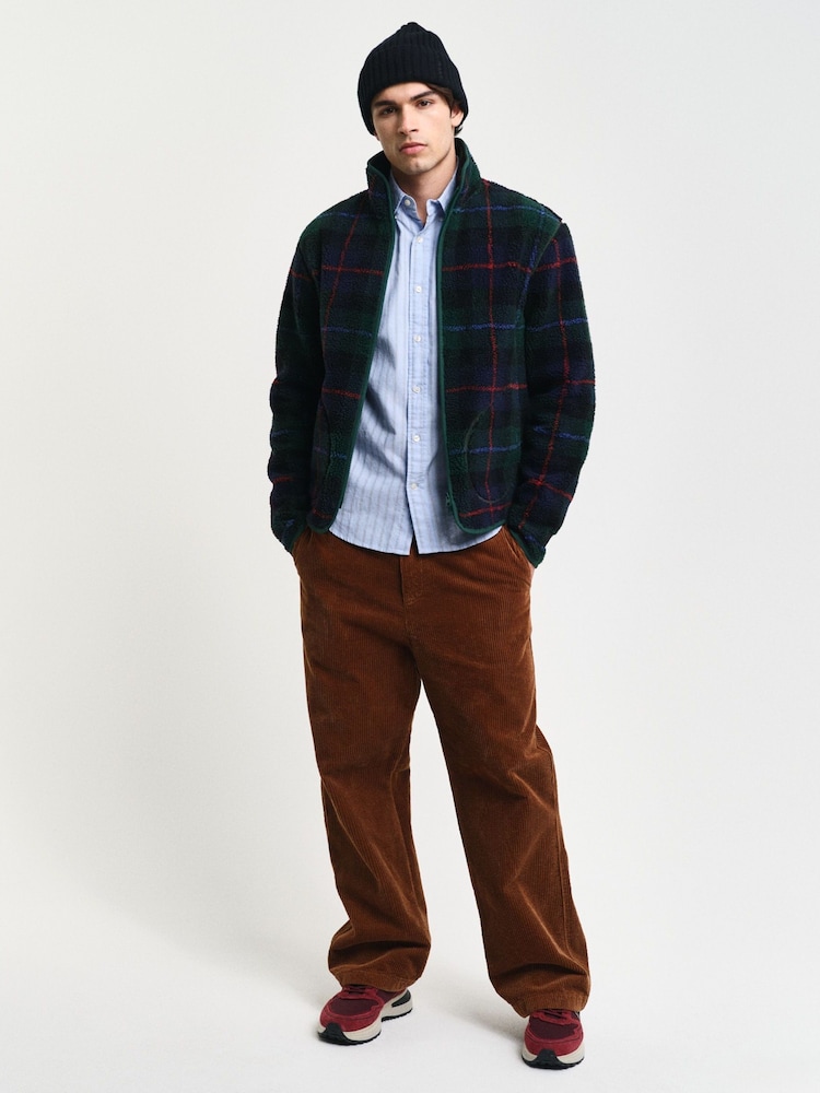 GANT Green Checked Fleece Jacket - Image 3 of 6