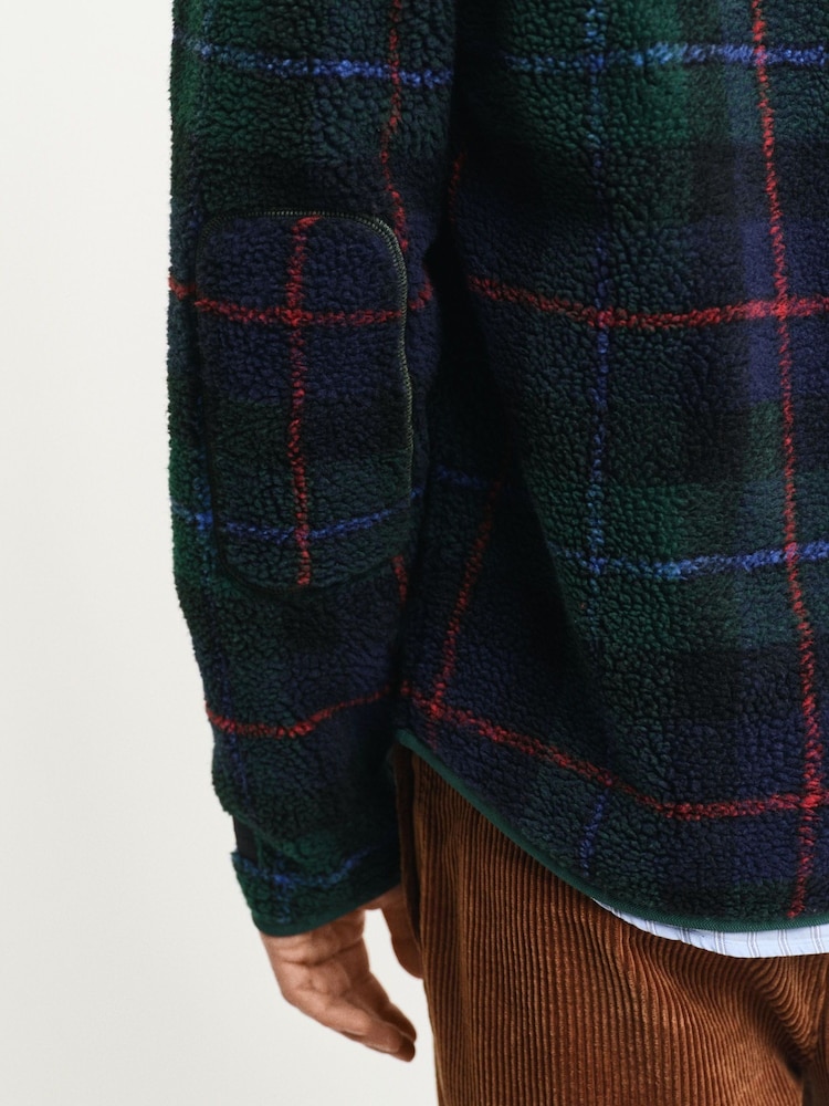 GANT Green Checked Fleece Jacket - Image 5 of 6