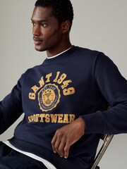 GANT Blue Graphic Crew Neck Sweatshirt - Image 1 of 6