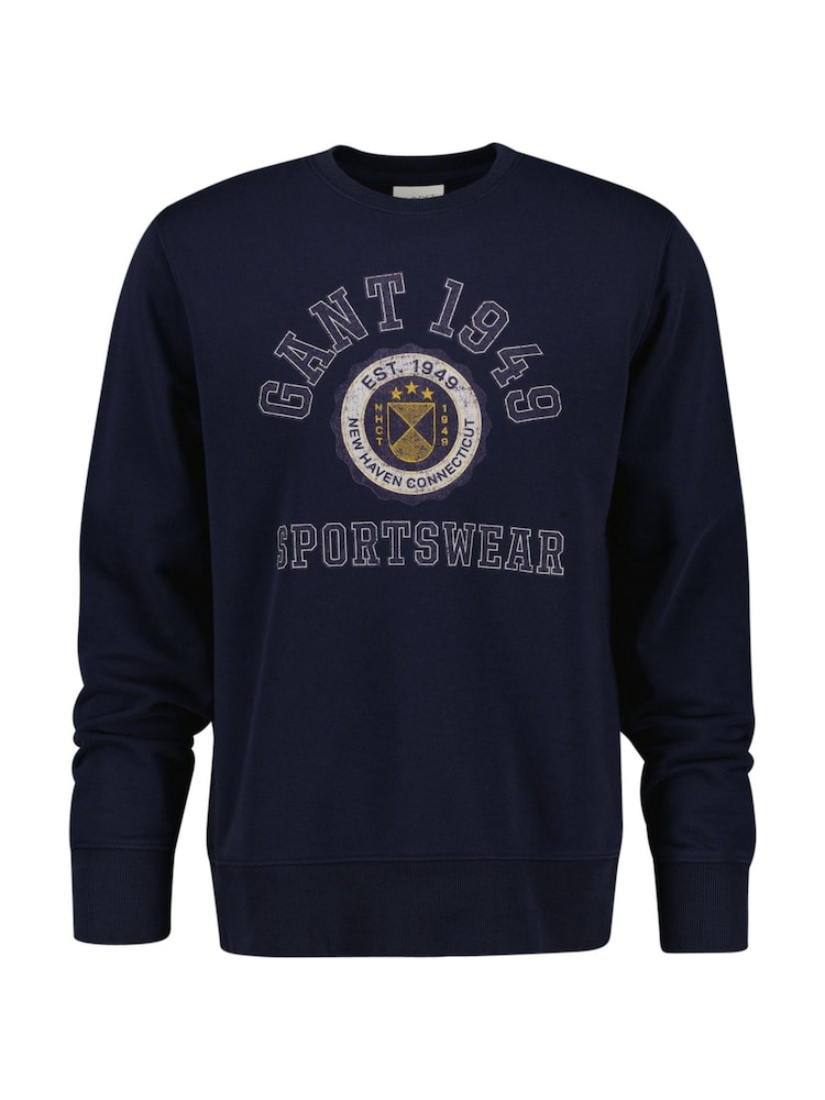 GANT Blue Graphic Crew Neck Sweatshirt - Image 6 of 6