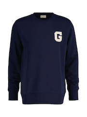GANT Blue Graphic Crew Neck Sweatshirt - Image 1 of 3