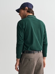 GANT Green Textured Collar 100% Cotton Polo Shirt - Image 2 of 4