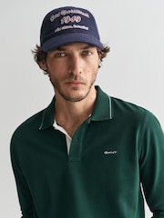 GANT Green Textured Collar 100% Cotton Polo Shirt - Image 4 of 4