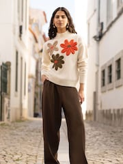Yumi Brown Wide Leg Trousers - Image 1 of 4