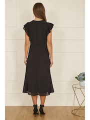 Yumi Black All-Over Floral Embroidery Midi Skater Dress - Image 3 of 4