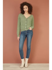 Yumi Green Twist Knit Button Up Cardigan - Image 2 of 5