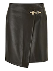 Yumi Black Faux Leather Wrap Mini Skirt - Image 5 of 5