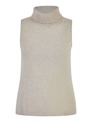 Yumi Natural Knitted Roll Neck Sleeveless Jumper - Image 5 of 5