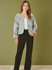 Yumi Grey Reversible Cotton Cropped Quilted Jacket - Image 2 of 5