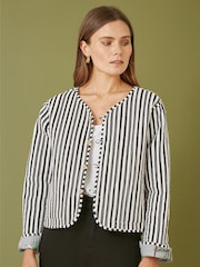 Yumi Grey Reversible Cotton Cropped Quilted Jacket - Image 3 of 5