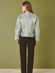 Yumi Grey Reversible Cotton Cropped Quilted Jacket - Image 4 of 5