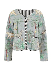 Yumi Grey Reversible Cotton Cropped Quilted Jacket - Image 5 of 5