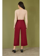 Yumi Red Corduroy Cropped Wide Leg Trousers With Pockets - Image 3 of 4