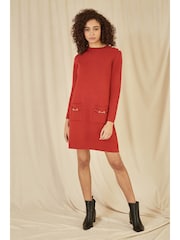 Yumi Orange Knitted Tunic Dress With Gold Hardware Details - Image 1 of 5