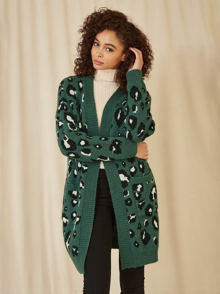 Yumi Lange Strickjacke mit Animal-Intarsienprint - Bild 1 von 5 Yumi Lange Strickjacke mit Animal-Intarsienprint - Bild 1 von 5