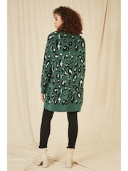 Yumi Green Animal Intarsia Long Cardigan - Image 3 of 5