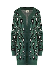 Yumi Green Animal Intarsia Long Cardigan - Image 5 of 5