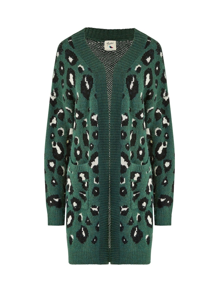 Yumi Green Animal Intarsia Long Cardigan - Image 5 of 5