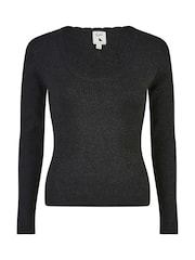 Yumi Black Metallic Knitted Ribbed Top - Image 5 of 5