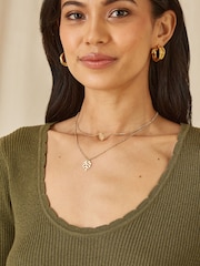 Yumi Green Metallic Knitted Ribbed Top - Image 4 of 5