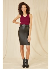 Yumi Red Metallic Rib Knitted Vest Top - Image 2 of 5
