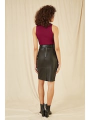 Yumi Red Metallic Rib Knitted Vest Top - Image 3 of 5