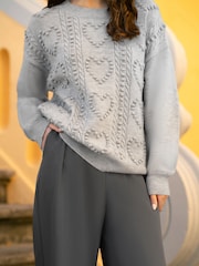 Yumi Grey Wide Leg Trousers - Image 3 of 5