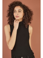 Yumi Black Knitted Roll Neck Sleeveless Jumper - Image 1 of 4
