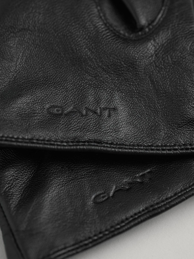 GANT Black Leather Gloves - Image 2 of 2