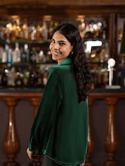 Yumi Green Velvet Relaxed Fit Shirt - Image 4 of 9