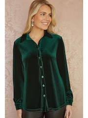 Yumi Green Velvet Relaxed Fit Shirt - Image 5 of 9